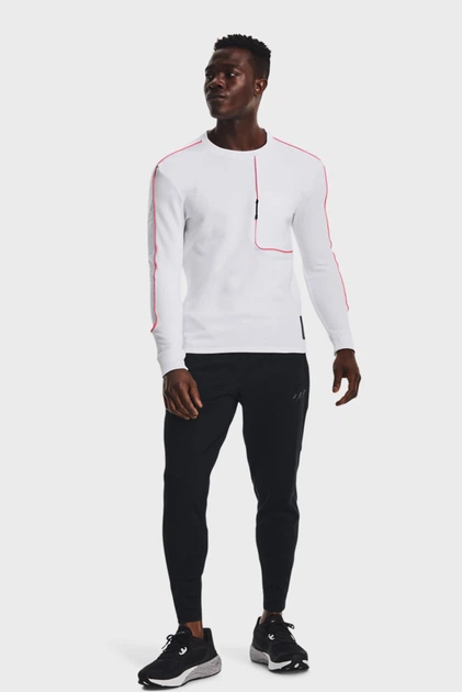 Чоловічий білий лонгслів Under Armour RUN ANYWHERE LS v2 1374423-100 однотонний бавовняний спортивний Розмір L - изображение 4