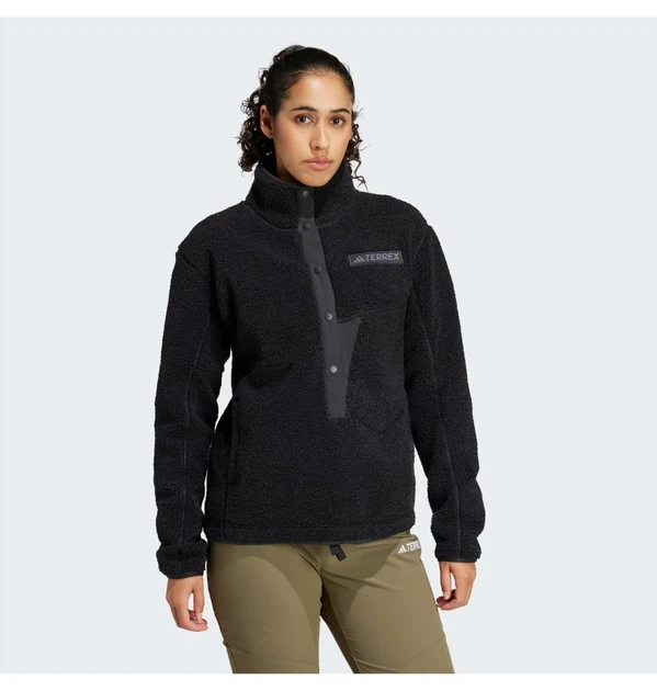 Жіноча флісова кофта Terrex Xploric High Pile Fleece Pullover Sweatshirt Black IW0225 чорного кольору трекінгова тепла Розмір M - изображение 3