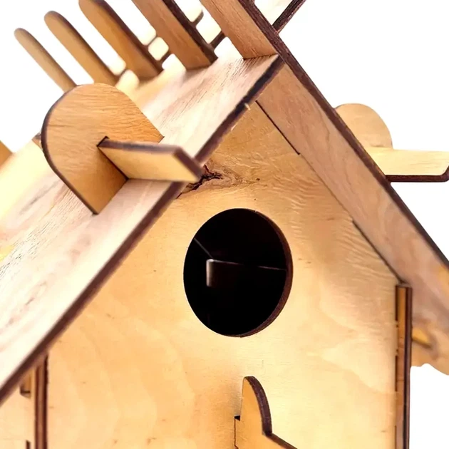 Набор для творчества скворечник из фанеры коричневый для птиц с подвесной системой - Фото 7 Набор для творчества скворечник из фанеры коричневый для птиц с подвесной системой - изображение 7