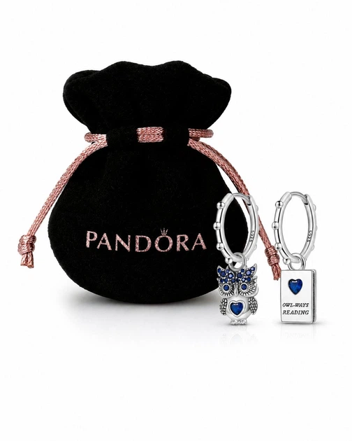 Серьги серебро 925 Original стиль Pandora Сова і книга 9921 - Фото 2 Серьги серебро 925 Original стиль Pandora Сова і книга 9921 - изображение 2