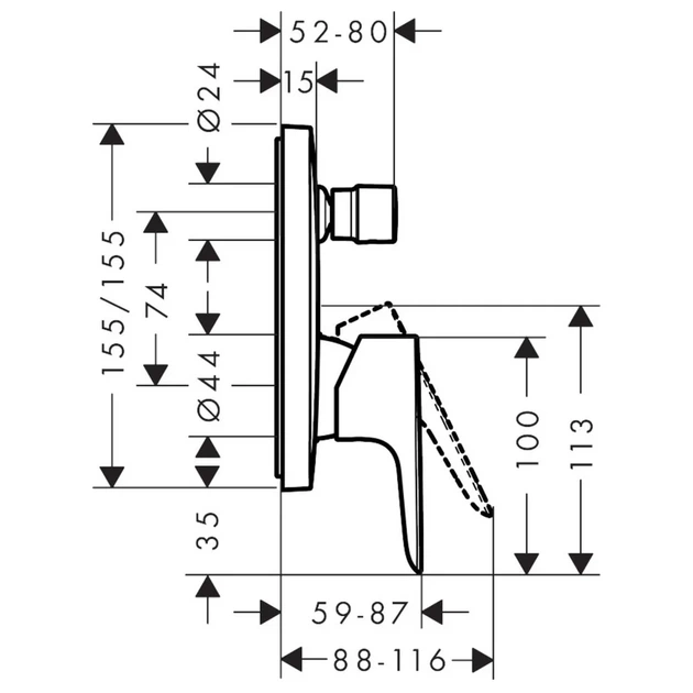 Hansgrohe Talis E Змішувач для ванни/душу, білий матовий (71745700) - зображення 2