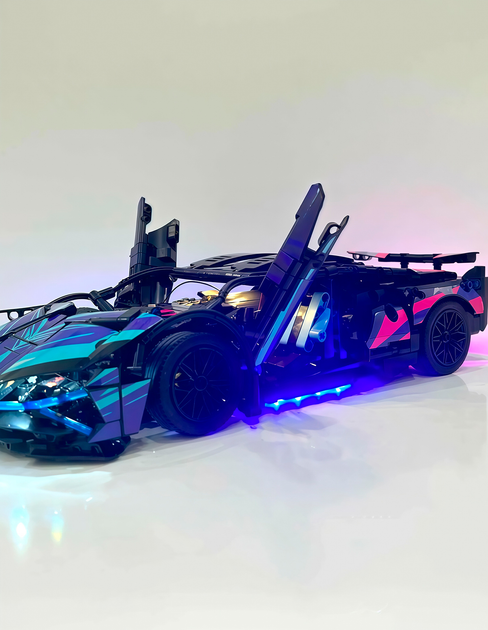 Набор для конструктора Technic Lamborghini конструктор техник развивающий набор совместимый с популярными моделями LED подсветка мотор сервопривод аккумулятор пульт OnePro 73702 - Фото 5 Набор для конструктора Technic Lamborghini конструктор техник развивающий набор совместимый с популярными моделями LED подсветка мотор сервопривод аккумулятор пульт OnePro 73702 - изображение 5