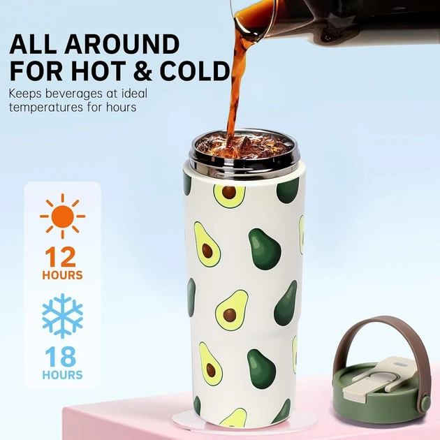 Термокружка-термостакан 660 мл (22 oz) з трубочкою, кришка 2-в-1 без протікань, Avocado - изображение 5