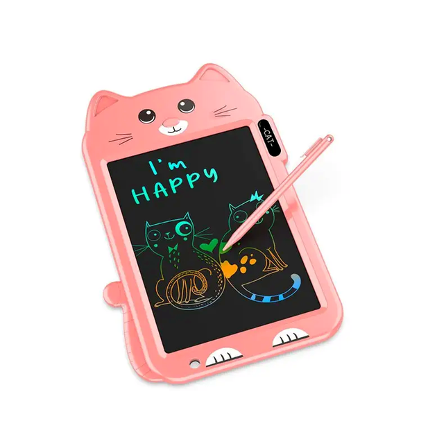 Графический планшет Writing Tablet для детей с изображением кошки розовый для рисования и творчества - изображение 3