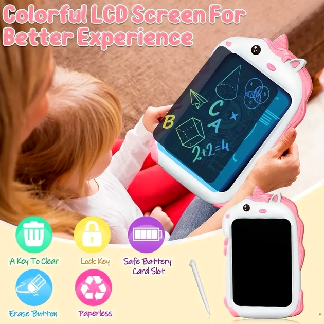 Графический планшет Writing Tablet для детей единорог 8 5 дюймов с экраном LCD для рисования и творчества - изображение 10