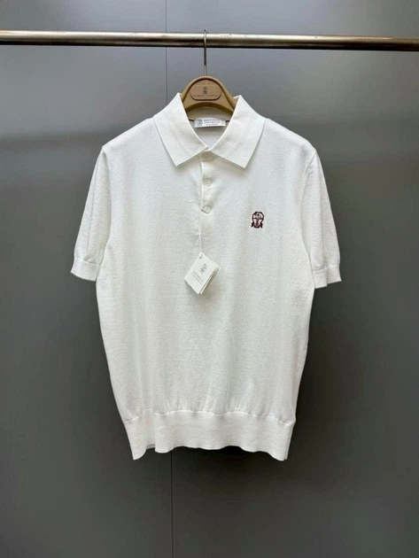 Мужское белое поло Brunello Cucinelli из тонкого трикотажа – 100% хлопок размер XL - Фото 4 Мужское белое поло Brunello Cucinelli из тонкого трикотажа – 100% хлопок размер XL - изображение 4