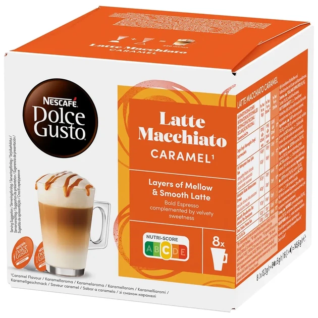 Капсули Nescafe Dolce Gusto Latte Macchiato Сaramel нескафе дольче густо лате карамель 8 порцій - Фото 2 Капсули Nescafe Dolce Gusto Latte Macchiato Сaramel нескафе дольче густо лате карамель 8 порцій - зображення 2