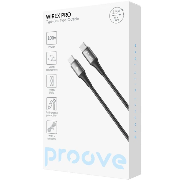 Кабель Proove WireX Type-C to Type-C 60W (2m) black - изображение 2