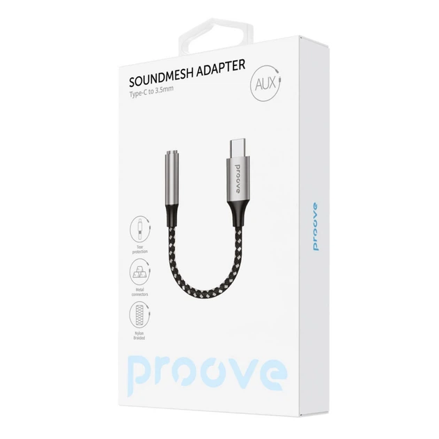 Переходник AUX Proove SoundMesh Type-C to 3.5mm gray - Фото 2 Переходник AUX Proove SoundMesh Type-C to 3.5mm gray - изображение 2