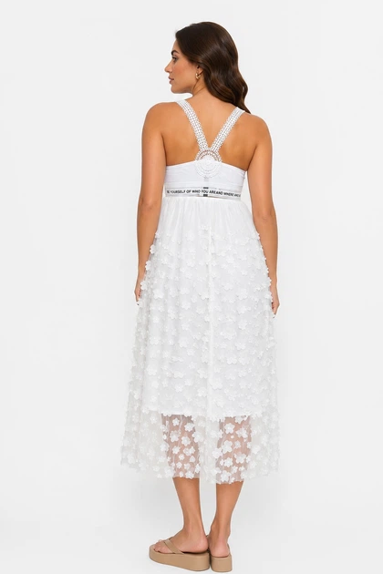 Платье женское однотонное молочного цвета Fashion размер 42-44 (217370) - Фото 3 Платье женское однотонное молочного цвета Fashion размер 42-44 (217370) - изображение 3