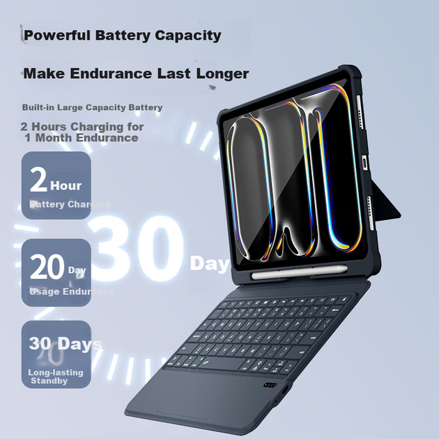 Чохол-клавіатура для планшета Apple iPad Air 13" 2026/2025/2024/Pro 12.9" 2022/2021/2020/2018 MUSTTRUE T5509D Dark Grey - Фото 7 Чохол-клавіатура для планшета Apple iPad Air 13" 2026/2025/2024/Pro 12.9" 2022/2021/2020/2018 MUSTTRUE T5509D Dark Grey - зображення 7