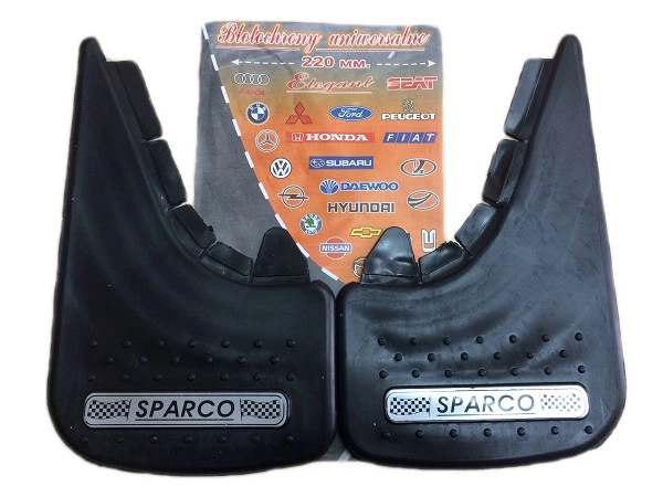 Брызговики маленькие черные - 2 шт - "SPARCO" - серебряная надпись + мягкие (с выступающими шипами) - Фото 1 Брызговики маленькие черные - 2 шт - "SPARCO" - серебряная надпись + мягкие (с выступающими шипами) - изображение 1