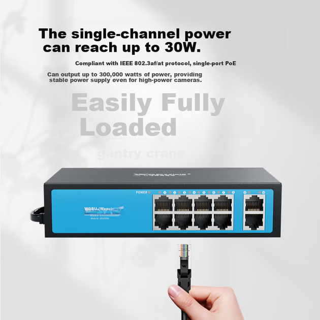 PoE-коммутатор Wopool G278, 8 портов + 2 Uplink, 120Вт, для видеонаблюдения - изображение 8