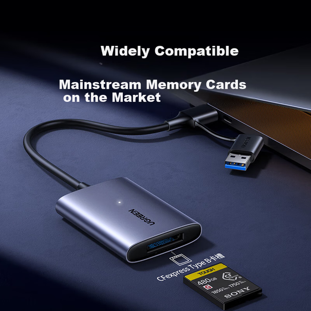 Картридер UGREEN USB/Type-C 3.2 Gen2x2 CFexpress Type B 20 Гбит/с (607435736) - Фото 7 Картридер UGREEN USB/Type-C 3.2 Gen2x2 CFexpress Type B 20 Гбит/с (607435736) - изображение 7
