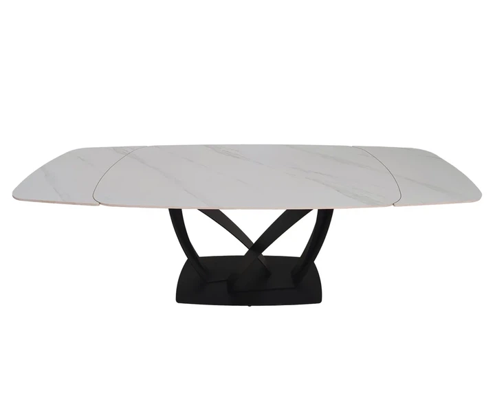Обеденный стол TYLER CERAMIC раскладной 160(240)x90 см керамика белый мат/железо черное - Фото 4 Обеденный стол TYLER CERAMIC раскладной 160(240)x90 см керамика белый мат/железо черное - изображение 4