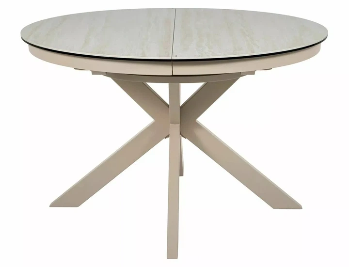 Стол раскладной PORTO CERAMIC 120x120(160)x76 см закаленное стекло + керамика травертин бежевый кашемир - изображение 2