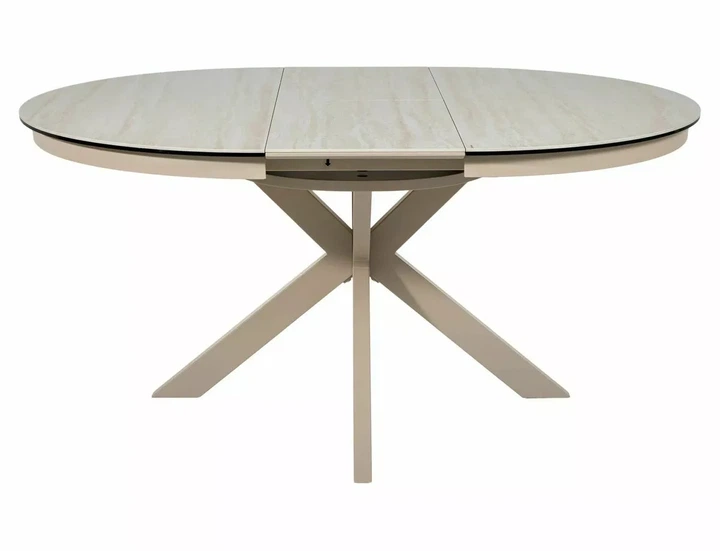Стол раскладной PORTO CERAMIC 120x120(160)x76 см закаленное стекло + керамика травертин бежевый кашемир - изображение 5
