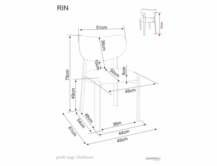 Стул RIN D TAP.253 79x51x61 см металл/ткань бежевый/орех - изображение 4
