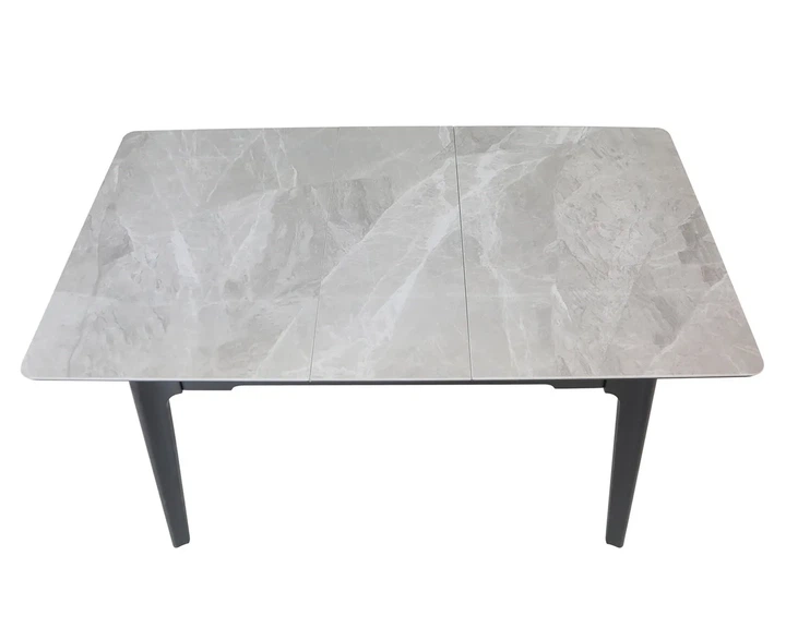 Обеденный стол BERLIN CERAMIC 111(140)x75 см МДФ + керамика серый глянец черный каркас - изображение 7