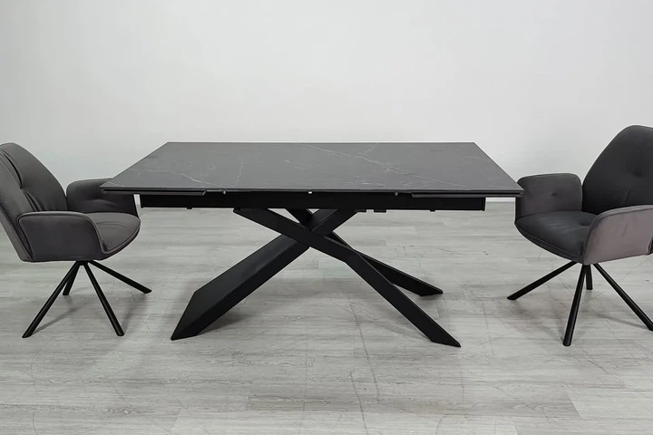 Стіл обідній розкладний MADISON CERAMIC 160(240)x90 см кераміка чорний матовий - зображення 2