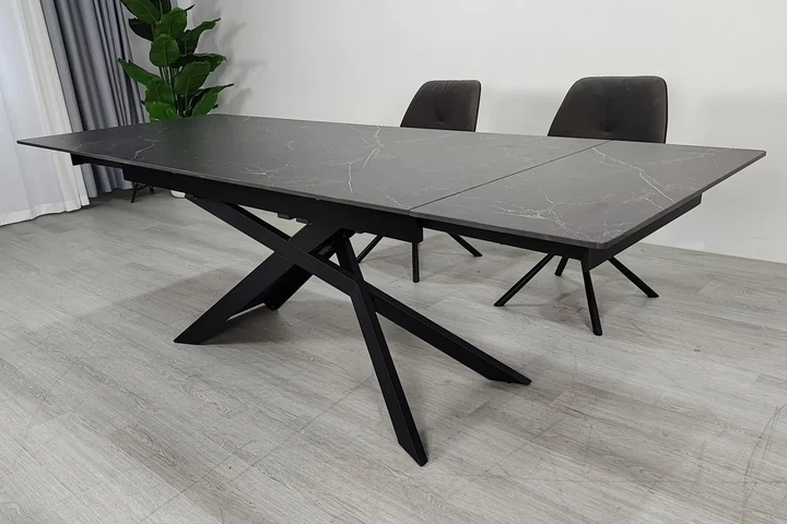 Стіл обідній розкладний MADISON CERAMIC 160(240)x90 см кераміка чорний матовий - зображення 6