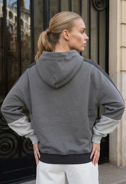 Женское Худи Стаф Серое С Логотипом Спортивная Кофта Оверсайз Staff Heav Logo Mix3 Oversize M (400708) - изображение 2
