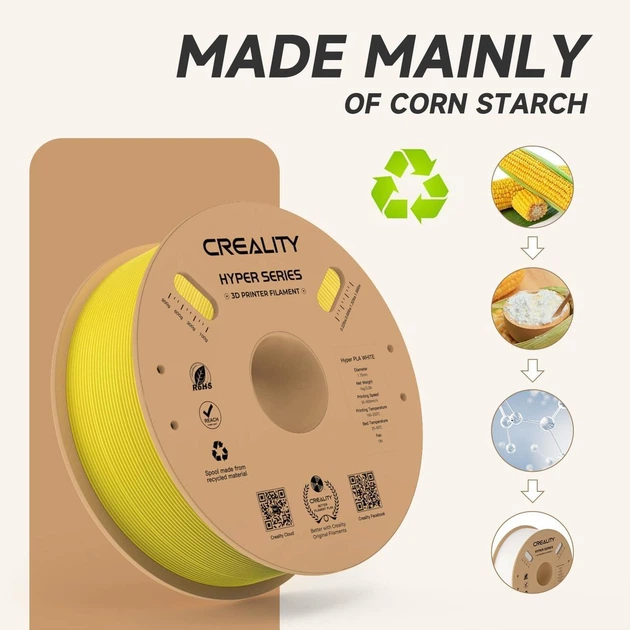 Пластик, филамент CREALITY Hyper PLA для 3D принтера 1кг, 1.75мм Желтый - Фото 5 Пластик, филамент CREALITY Hyper PLA для 3D принтера 1кг, 1.75мм Желтый - изображение 5