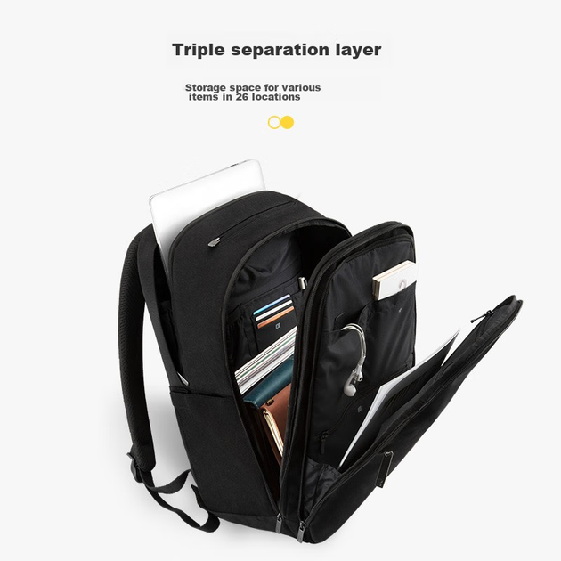 Рюкзак LEVEL8 Business Casual мужской для ноутбука 15.6", черный - Фото 5 Рюкзак LEVEL8 Business Casual мужской для ноутбука 15.6", черный - изображение 5