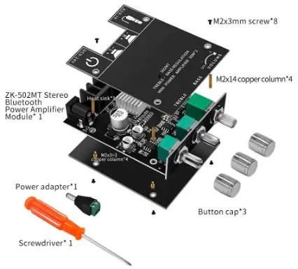 Стерео підсилювач звуку ZK-502MT 50Вт*2 канали, Bluetooth v5.0, тембрблок - зображення 3