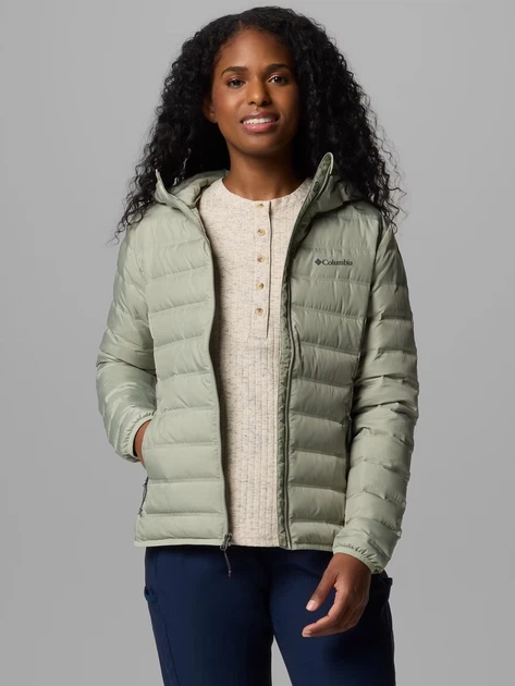 Пуховик зимний короткий женский Columbia Lake 22 II Down Hooded Jacket 2088363348 XL Оливковый (195981371086) - изображение 4