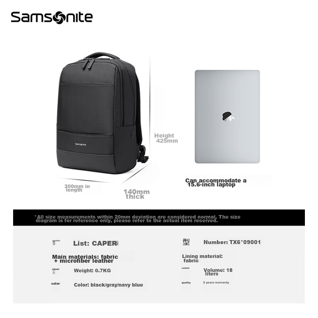 Рюкзак для ноутбука Samsonite CAPER 15.6" Black - изображение 8