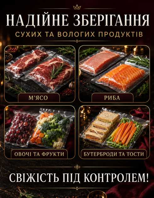 Вакууматор для еды и продуктов MK-801 вакуумный упаковщик для дома бытовой аппарат с запаиванием для мяса и рыбы белый + пакеты 10 шт - изображение 2
