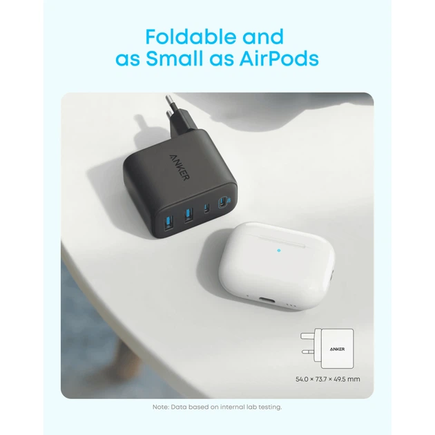 Зарядное устройство Anker 2xUSB-C + 2xUSB 50W black (A121EG11) - Фото 3 Зарядное устройство Anker 2xUSB-C + 2xUSB 50W black (A121EG11) - изображение 3