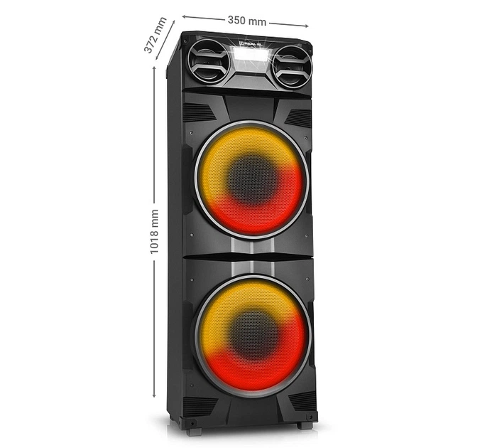Колонка REAL-EL S-2010 (1000Вт, MDF, Bluetooth, USB, AUX, FM, Mic, Guitar, RGB, TWS) - изображение 3