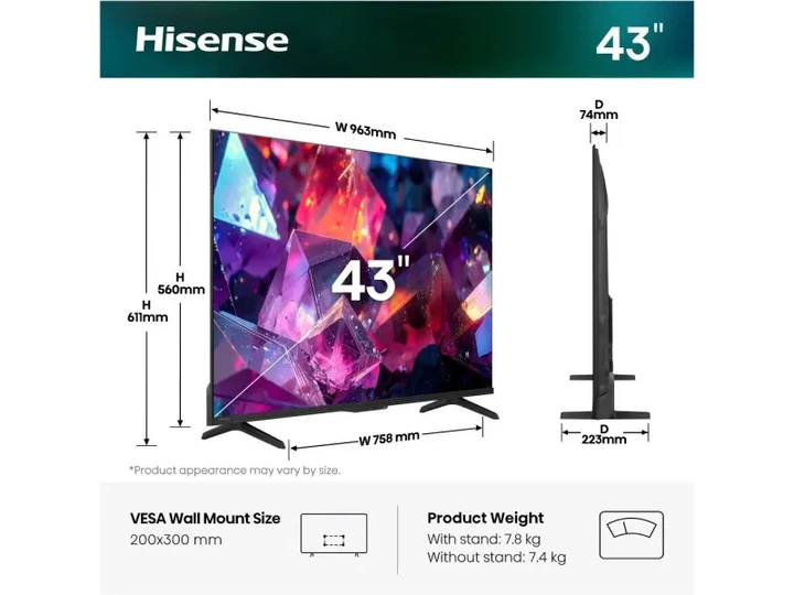 Телевізор Hisense 43E7S PRO - изображение 3