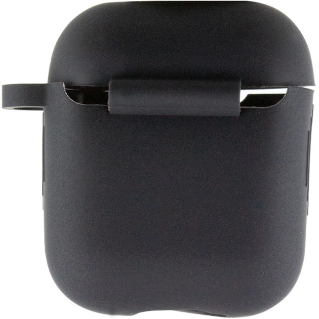 Защитный чехол Silicone Case с карабином и микрофиброй для AirPods 2, Black - Фото 3 Защитный чехол Silicone Case с карабином и микрофиброй для AirPods 2, Black - изображение 3