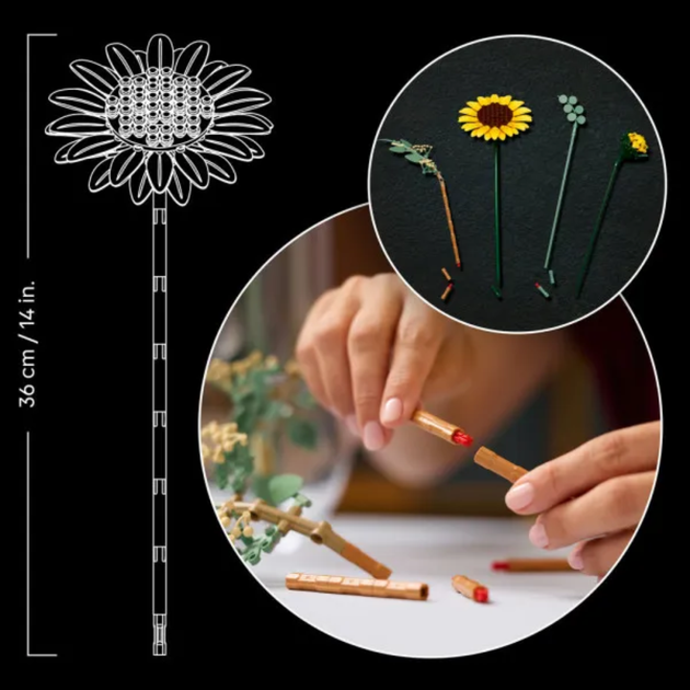 Конструктор Букет подсолнухов 686 деталей Конструктор цветы Icons Botanicals Sunflower Bouquet - Фото 7 Конструктор Букет подсолнухов 686 деталей Конструктор цветы Icons Botanicals Sunflower Bouquet - изображение 7