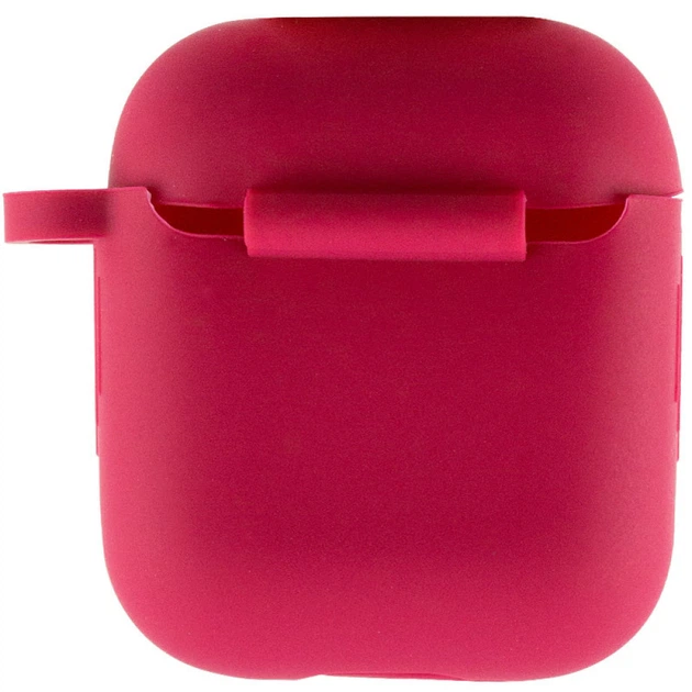 Защитный чехол Silicone Case с карабином и микрофиброй для AirPods 2, Red - Фото 3 Защитный чехол Silicone Case с карабином и микрофиброй для AirPods 2, Red - изображение 3