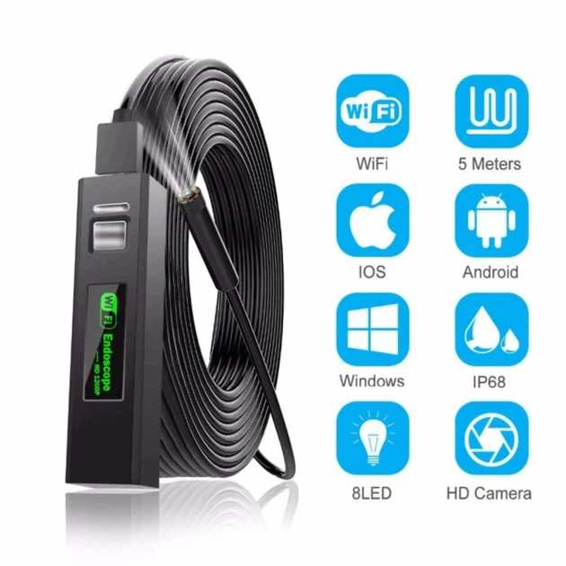 WiFi эндоскоп F150 HD 2 Мп 1200P 1 метр жесткий кабель IP68 - изображение 2
