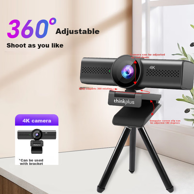 Веб-камера Lenovo ThinkPlus WL48A 4K Ultra HD Black - зображення 2