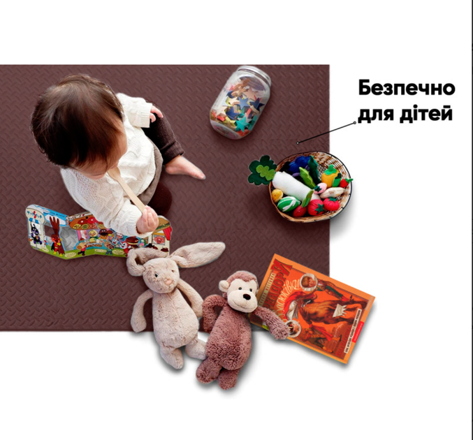 Татамі мат EasyFit SwallowTail 4 шт (60х60х1 см) пазл хвіст ластівки коричневий (EF-1950-BN) - Фото 5 Татамі мат EasyFit SwallowTail 4 шт (60х60х1 см) пазл хвіст ластівки коричневий (EF-1950-BN) - зображення 5