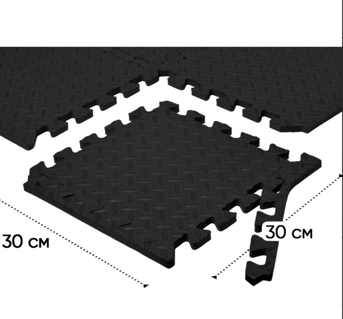 Татамі мат EasyFit 8 шт (30х30х1 см) хвіст ластівки чорний (EF-1950-30-BK) - зображення 3