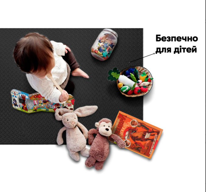 Татамі мат EasyFit 8 шт (30х30х1 см) хвіст ластівки чорний (EF-1950-30-BK) - зображення 5