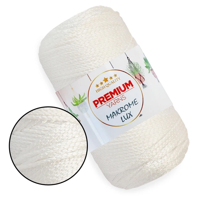 Шнур поліестеровий 2мм, Premium Yarn Makrome Lux, Білий №801, 100г/100м, для сумок, кошиків, декору - Фото 1 Шнур поліестеровий 2мм, Premium Yarn Makrome Lux, Білий №801, 100г/100м, для сумок, кошиків, декору - зображення 1