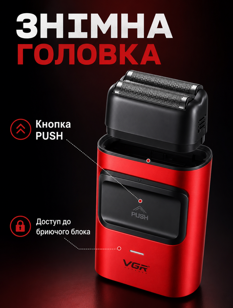 Электробритва шейвер для лица и головы с USB зарядкой и двойной сеткой с титанoвым покрытием 9000 об/мин 2000 мАч до 180 мин - изображение 3