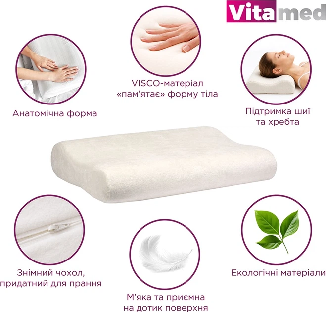 Подушка ортопедична Vitamed Visco BA 609 для шиї 59x40x11 см (8682495022945) - зображення 4