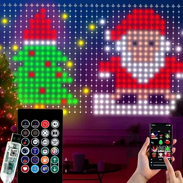 Разноцветная смарт гирлянда занавес USB 3x2м 400 LED с пультом управления для новогоднего декора - Фото 1 Разноцветная смарт гирлянда занавес USB 3x2м 400 LED с пультом управления для новогоднего декора - изображение 1