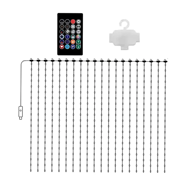 Разноцветная смарт гирлянда занавес USB 3x2м 400 LED с пультом управления для новогоднего декора - Фото 8 Разноцветная смарт гирлянда занавес USB 3x2м 400 LED с пультом управления для новогоднего декора - изображение 8