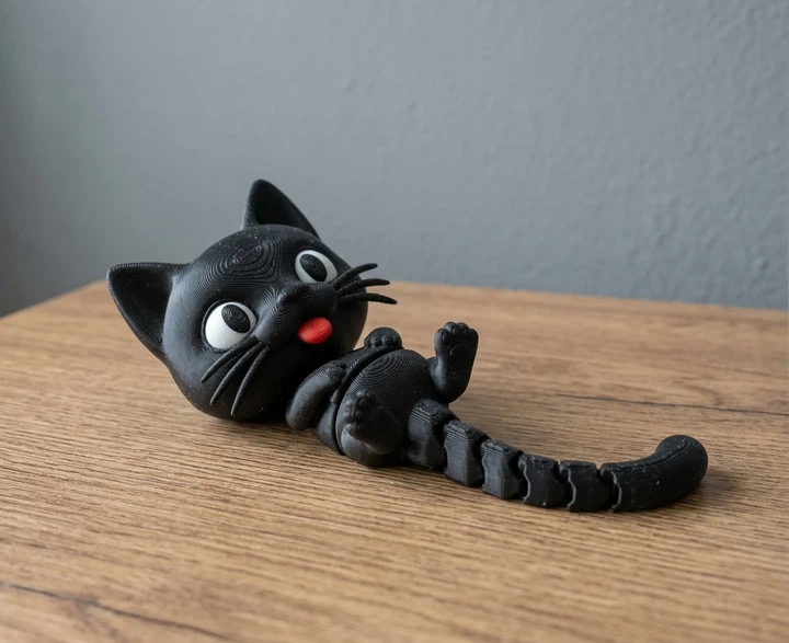 Брелок Кот Подвижный Flexi Cat Keychain 9 См 3Д Печать - изображение 2