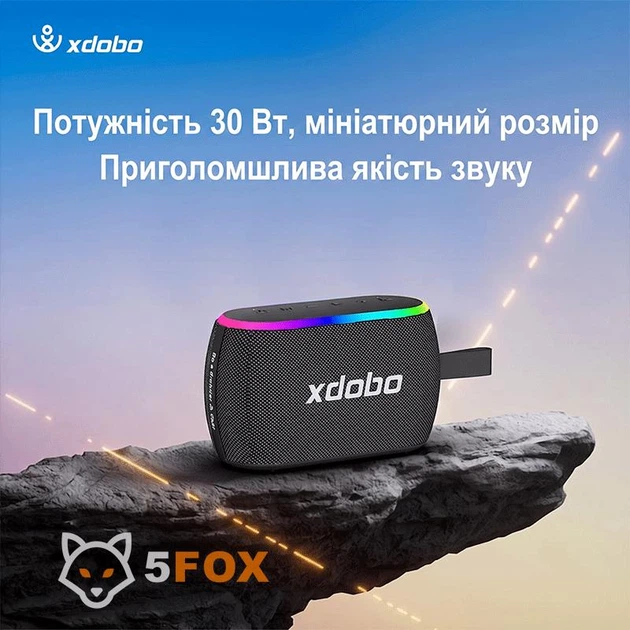 Беспроводная портативная Bluetooth колонка Xdobo X8 Mini II IPX6 |BT5.3, 30W, USB/AUX/TF, 13h| - Фото 2 Беспроводная портативная Bluetooth колонка Xdobo X8 Mini II IPX6 |BT5.3, 30W, USB/AUX/TF, 13h| - изображение 2